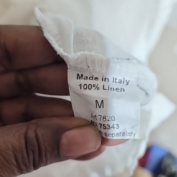 Terzo Mellennio 100% Linen White Blouse- Medium - Picture 3 of 4
